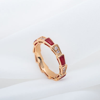 [AURORA]SERPENTI RING ROTGOLD KARNEOL DIAMANT 3MM