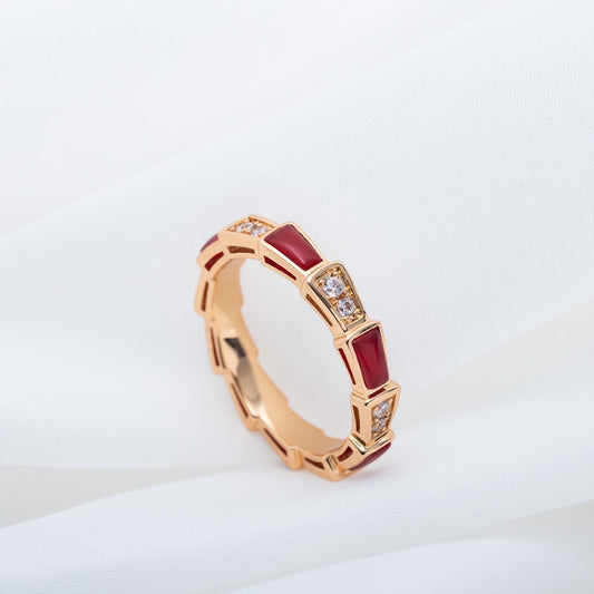 [AURORA]SERPENTI RING ROTGOLD KARNEOL DIAMANT 3MM