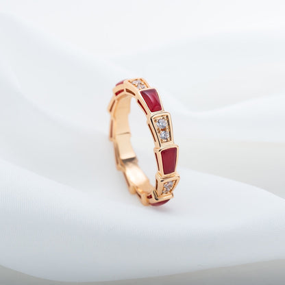 [AURORA]SERPENTI RING ROTGOLD KARNEOL DIAMANT 3MM
