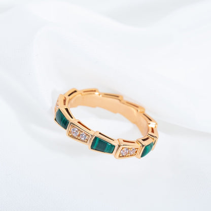 [AURORA]SERPENTI-RING ROSA GOLD MIT MALACHIT-DIAMANT 3 MM