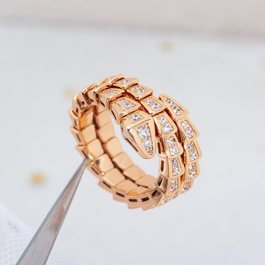 [Aurora]SERPENTI RING PINK GOLD DIAMOND DOUBLE ROW
