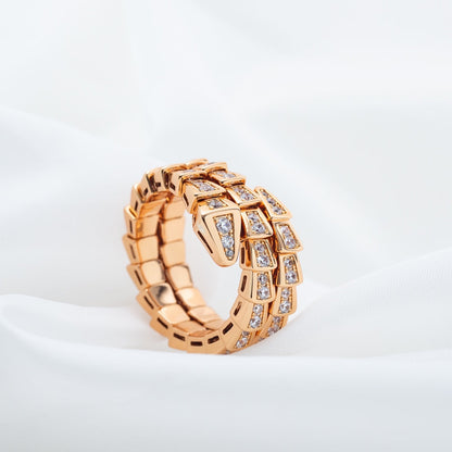 [AURORA]SERPENTI RING ROTGOLD DIAMANT DOPPELREIHIG