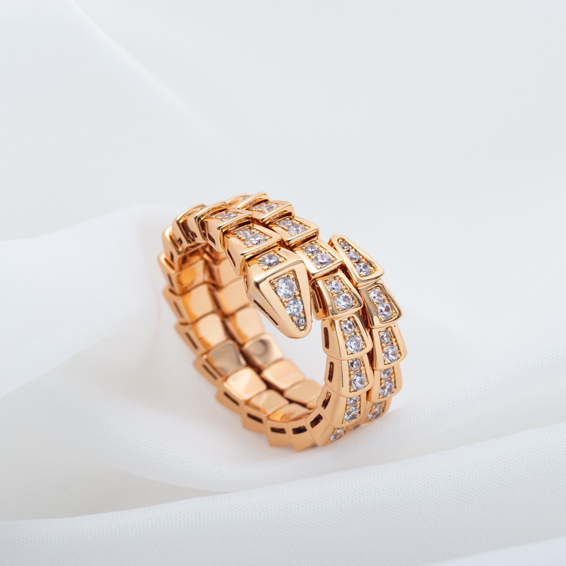 [Aurora]SERPENTI RING PINK GOLD DIAMOND DOUBLE ROW
