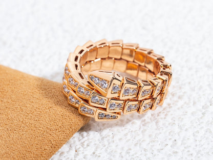 [AURORA]SERPENTI RING ROTGOLD DIAMANT DOPPELREIHIG