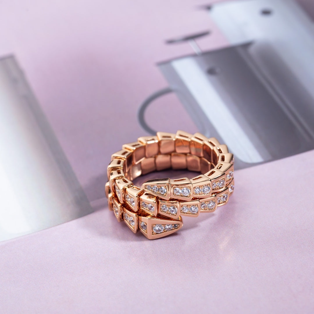 [AURORA]SERPENTI RING ROTGOLD DIAMANT DOPPELREIHIG