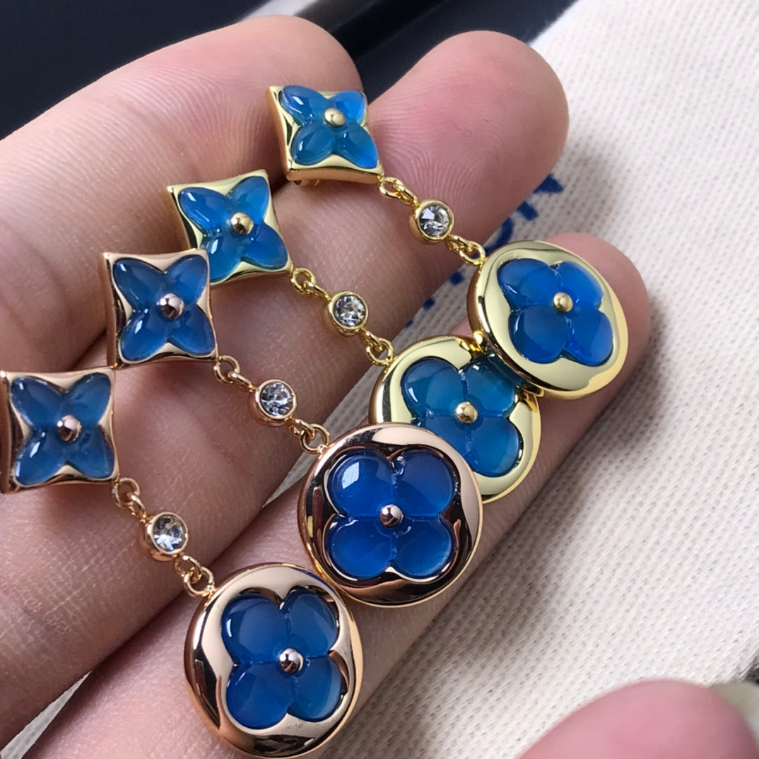 [Aurora]STAR AND SUN AGATE DIAMOND EARRINGS