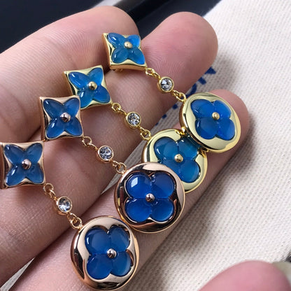 [Aurora]STAR AND SUN AGATE DIAMOND EARRINGS