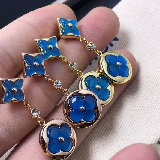 [Aurora]STAR AND SUN AGATE DIAMOND EARRINGS