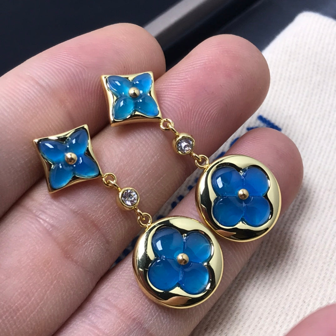 [Aurora]STAR AND SUN AGATE DIAMOND EARRINGS