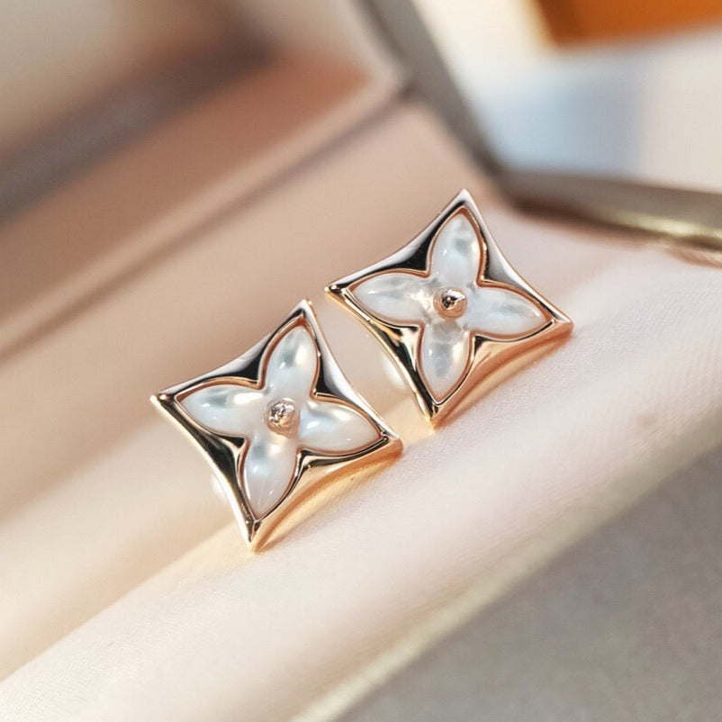 [Aurora]STAR MOP PINK GOLD EARRINGS