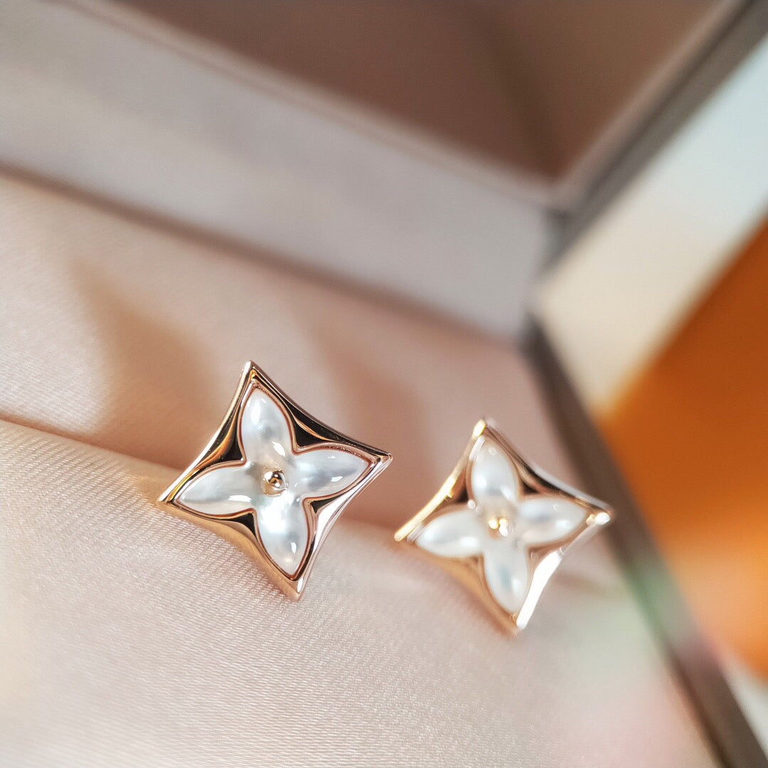 [Aurora]STAR MOP PINK GOLD EARRINGS