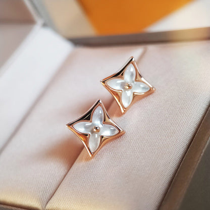 [Aurora]STAR MOP PINK GOLD EARRINGS