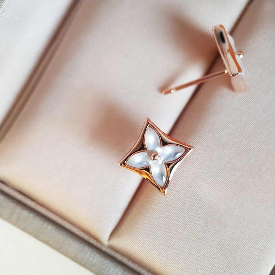 [Aurora]STAR MOP PINK GOLD EARRINGS
