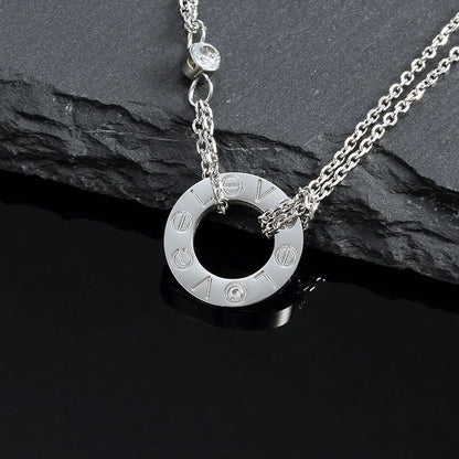 [Aurora]LOVE NECKLACE 16MM 2 DIAMONDS