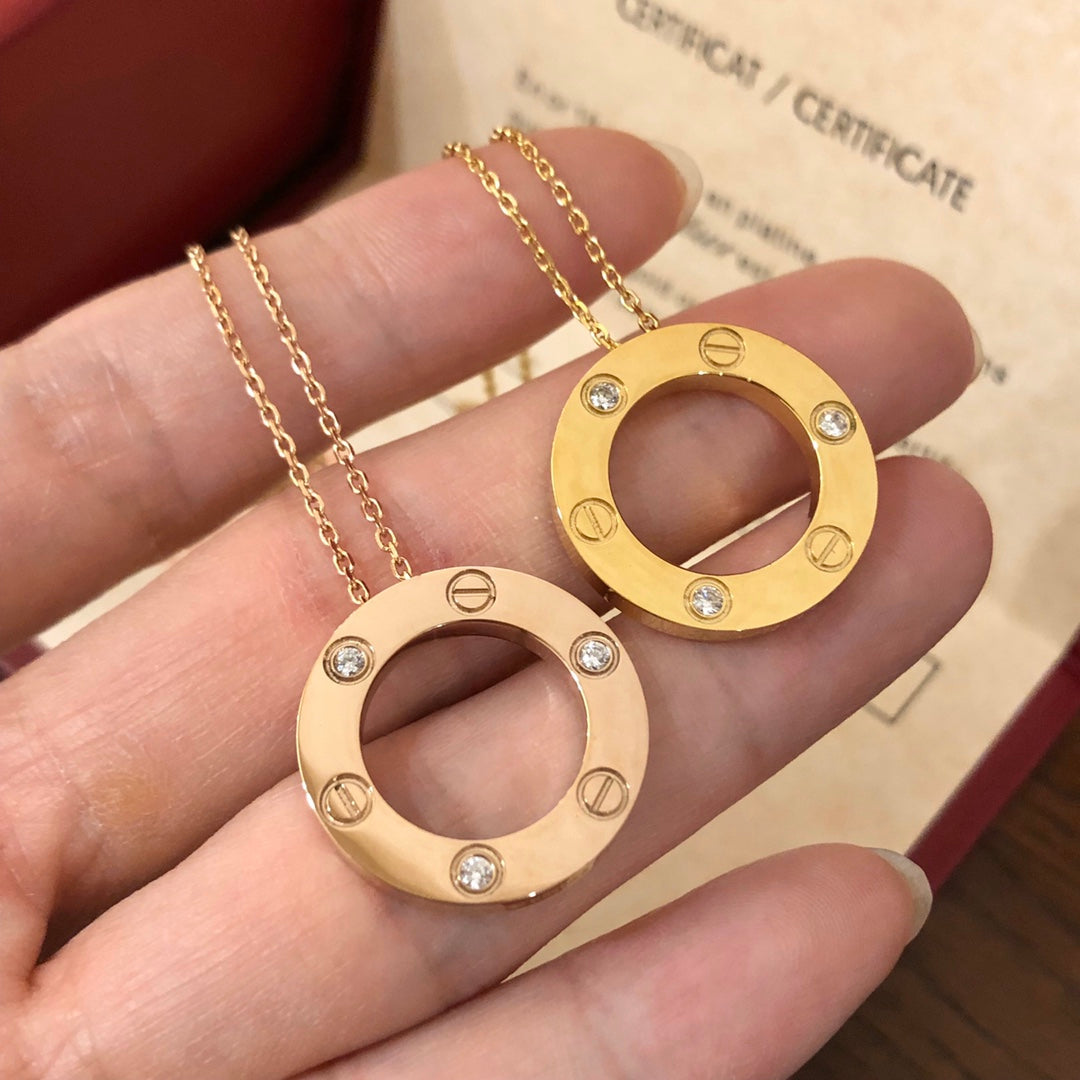 [Aurora]LOVE NECKLACE 16MM 3 DIAMONDS