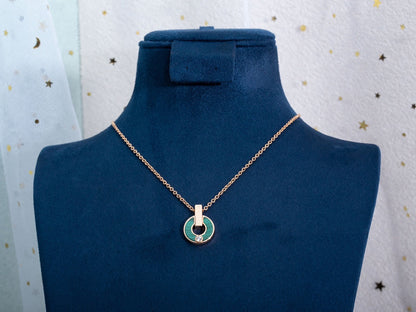 [Aurora]GARI NECKLACE PINK GOLD MALACHITE