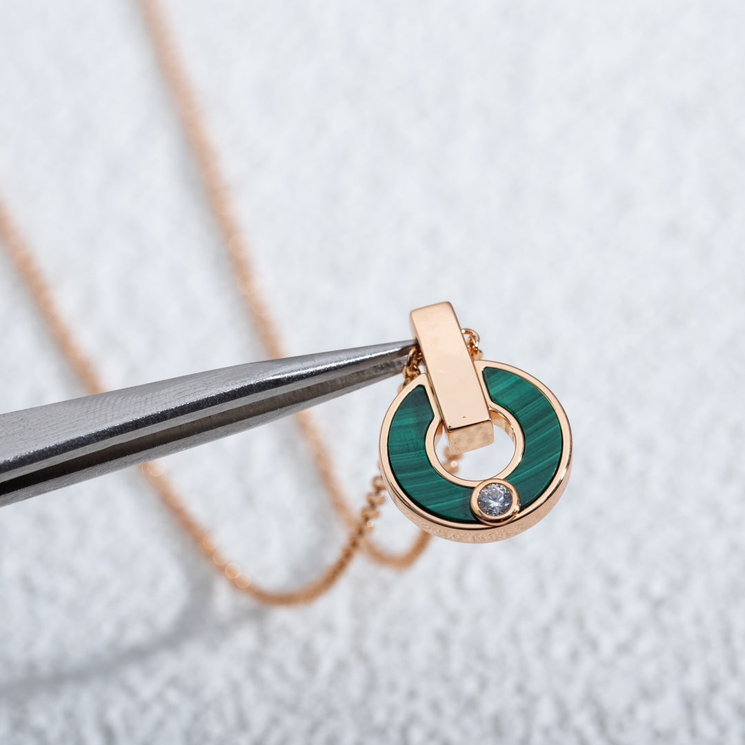 [Aurora]GARI NECKLACE PINK GOLD MALACHITE