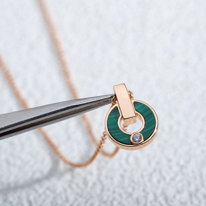 [Aurora]GARI NECKLACE PINK GOLD MALACHITE