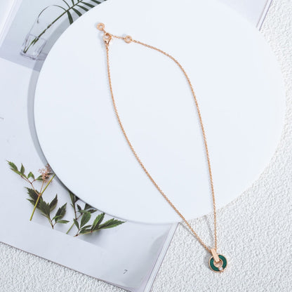 [Aurora]GARI NECKLACE PINK GOLD MALACHITE