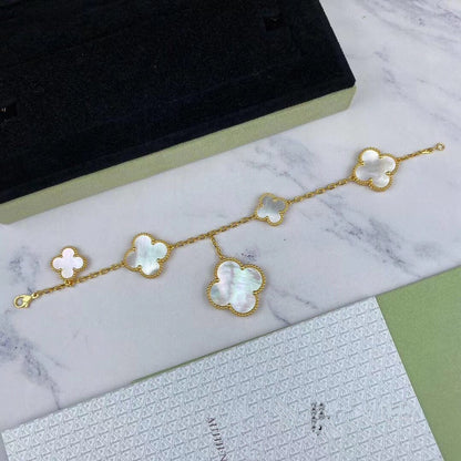 [AURORA]MAGIC CLOVER MOP GOLD BRACELET 5 MOTIFS