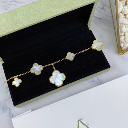 [AURORA]MAGIC CLOVER MOP GOLD BRACELET 5 MOTIFS