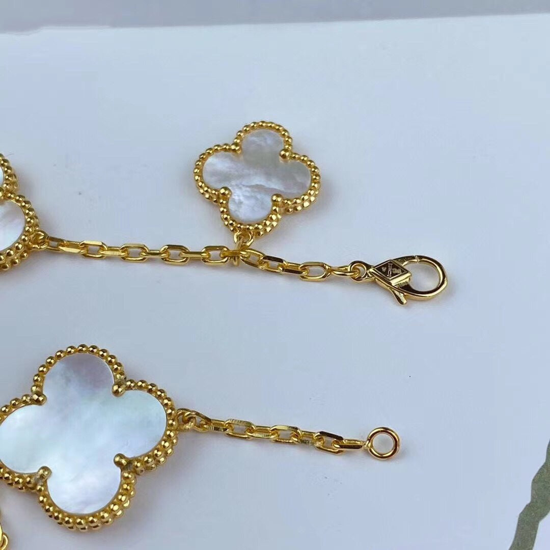 [AURORA]MAGIC CLOVER MOP GOLD BRACELET 5 MOTIFS