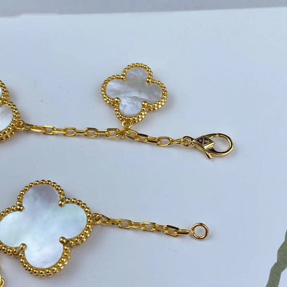 [AURORA]MAGIC CLOVER MOP GOLD BRACELET 5 MOTIFS