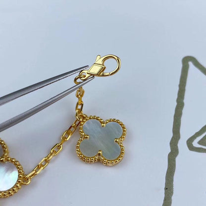 [AURORA]MAGIC CLOVER MOP GOLD BRACELET 5 MOTIFS