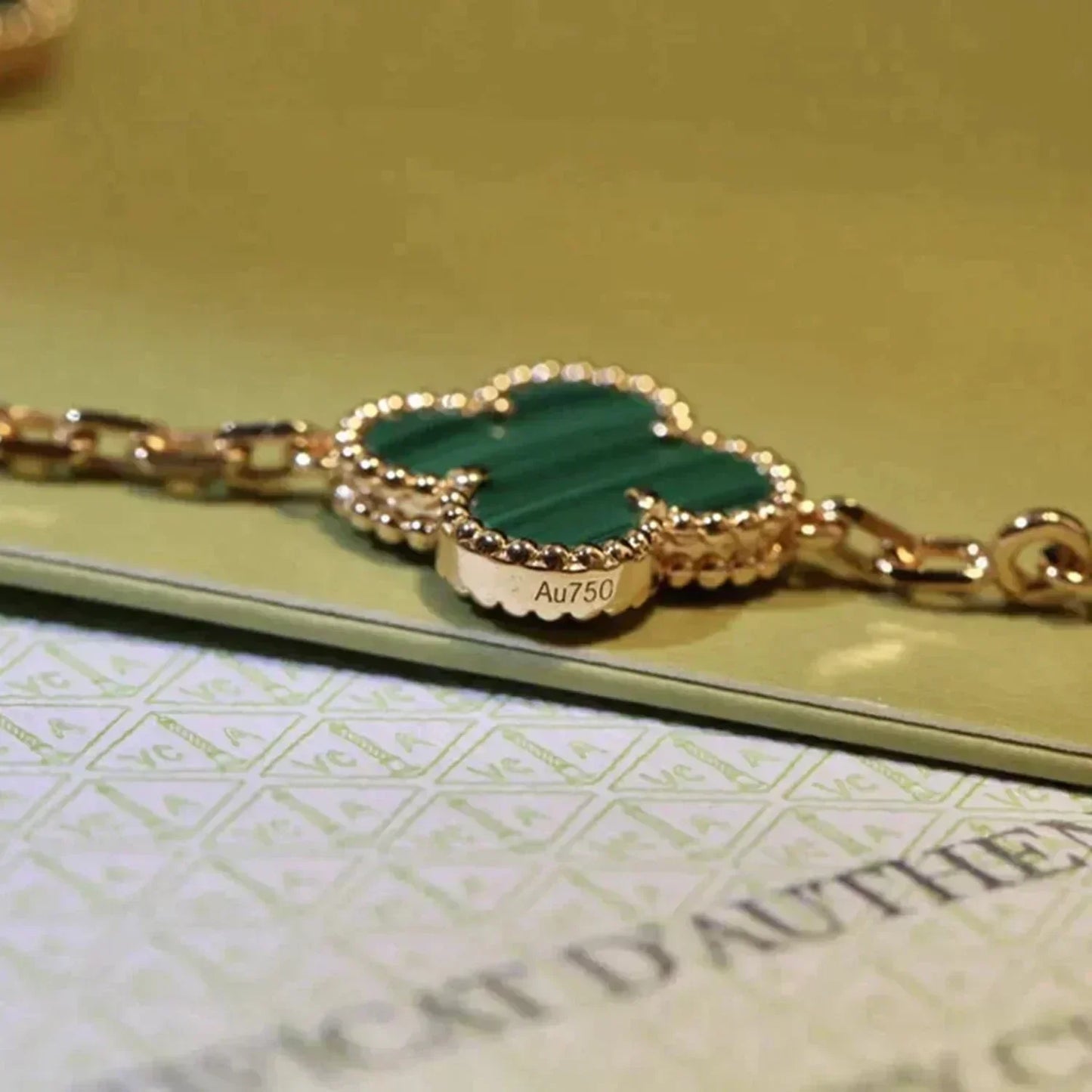 [Aurora]CLOVER 5 MOTIFS MALACHITE BRACELET