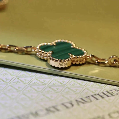 [Aurora]CLOVER 5 MOTIFS MALACHITE BRACELET