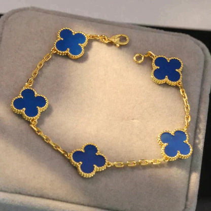 [Aurora]CLOVER 5 MOTIFS BLUE AGATE BRACELET