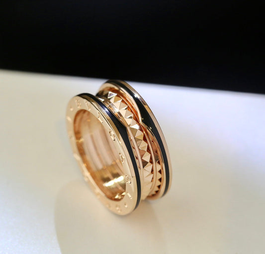[Aurora]ZERO 1 PINK GOLD BLACK CERAMIC RING