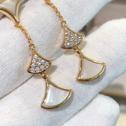 [Aurora]DREAM EARRINGS 3 MOTIFS DIAMOND MOP PINK GOLD