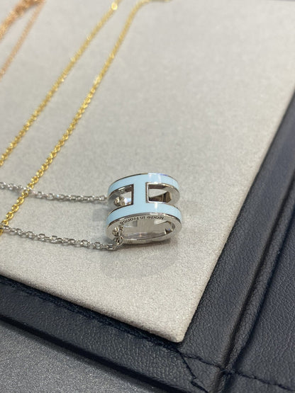 [Aurora]POP H LIGHT BLUE NECKLACE