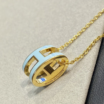 [Aurora]POP H LIGHT BLUE NECKLACE
