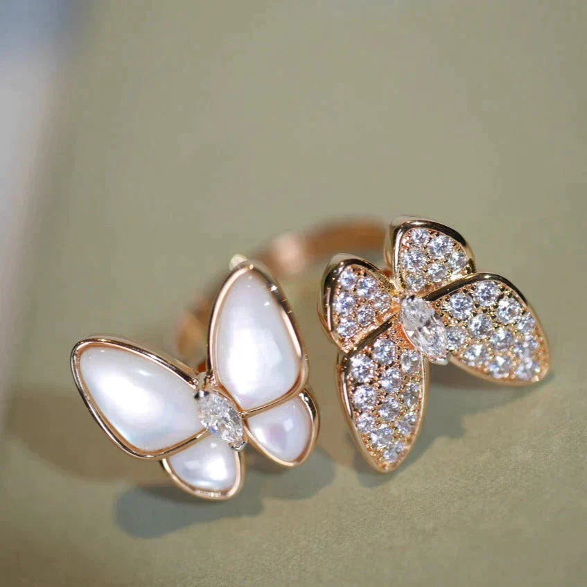 [Aurora]TWIN BUTTERFLY DIAMOND MOP RING