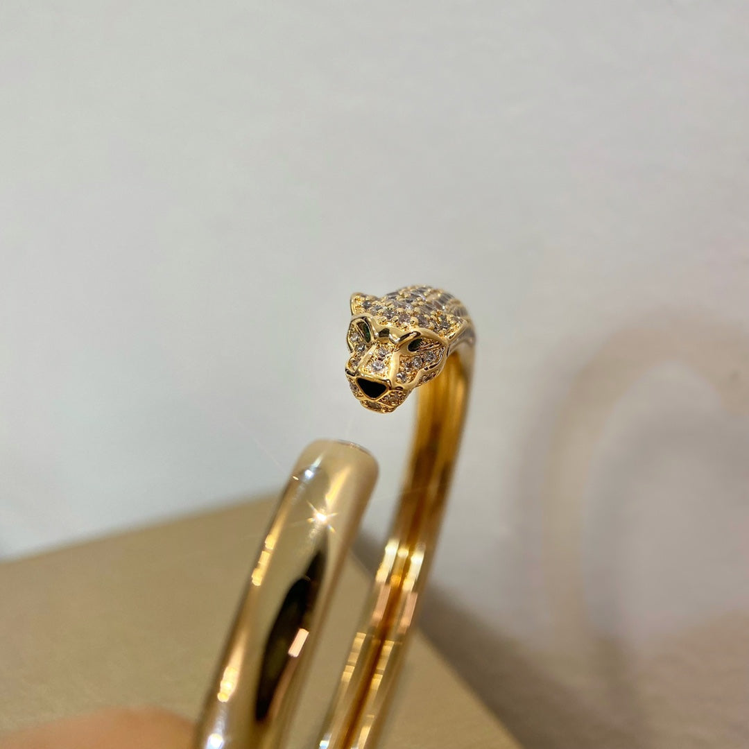 [Aurora]PANTHERE GOLD DIAMOND OPEN BRACELET