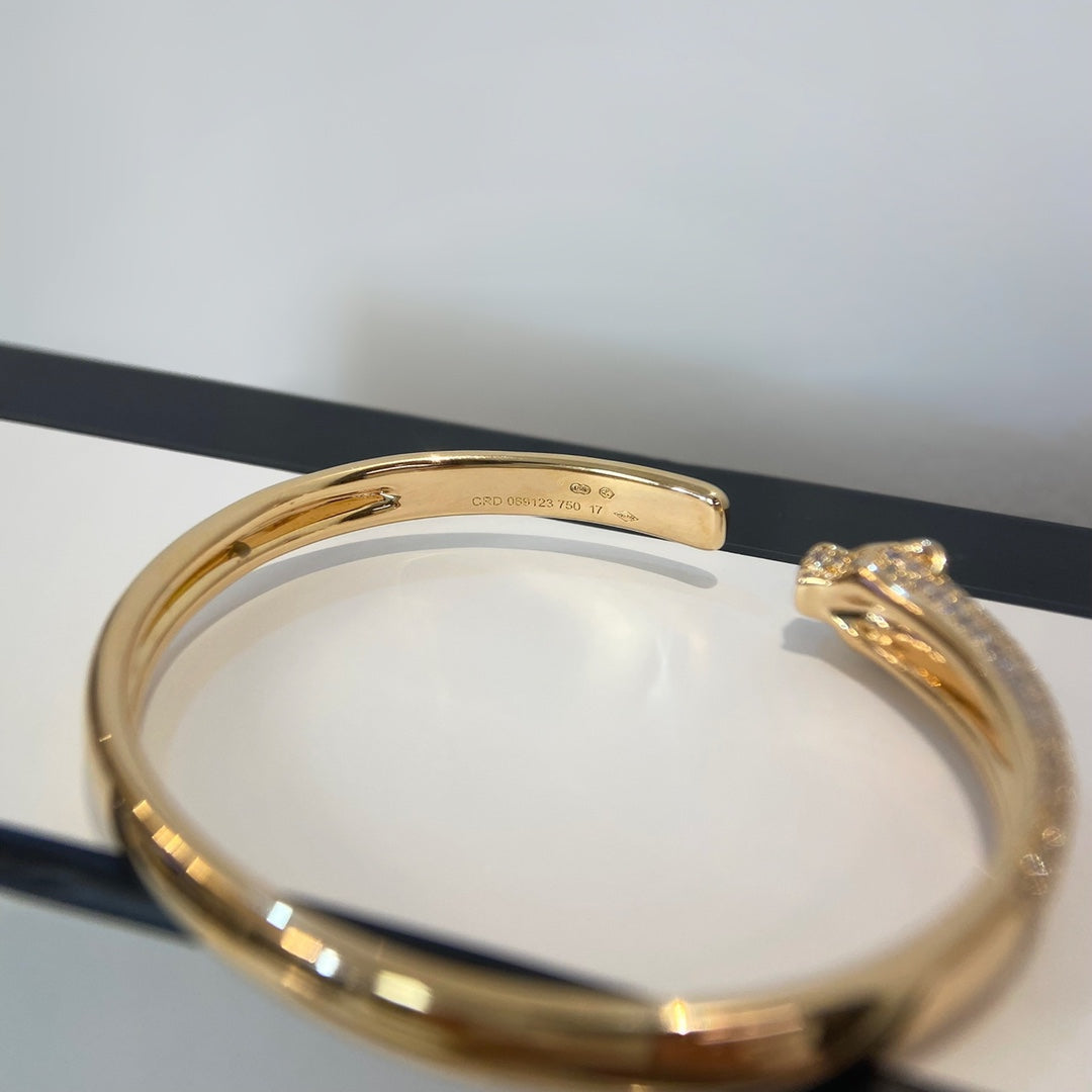 [Aurora]PANTHERE GOLD DIAMOND OPEN BRACELET