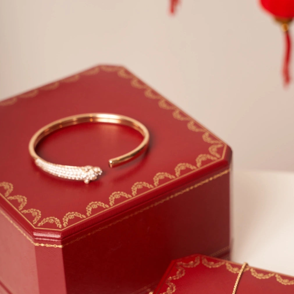 [AURORA] PANTHERE ROSÉGOLD DIAMANT OFFENES ARMBAND