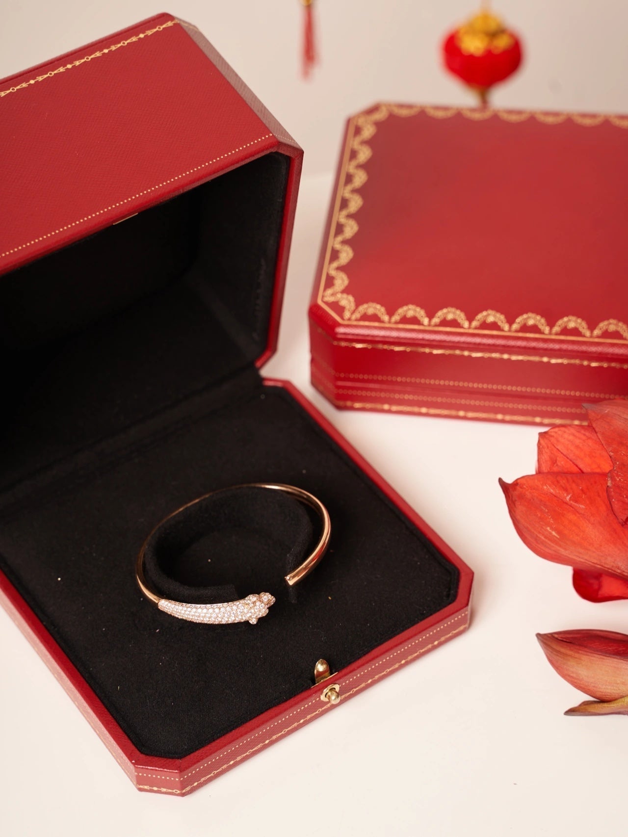 [AURORA] PANTHERE ROSÉGOLD DIAMANT OFFENES ARMBAND