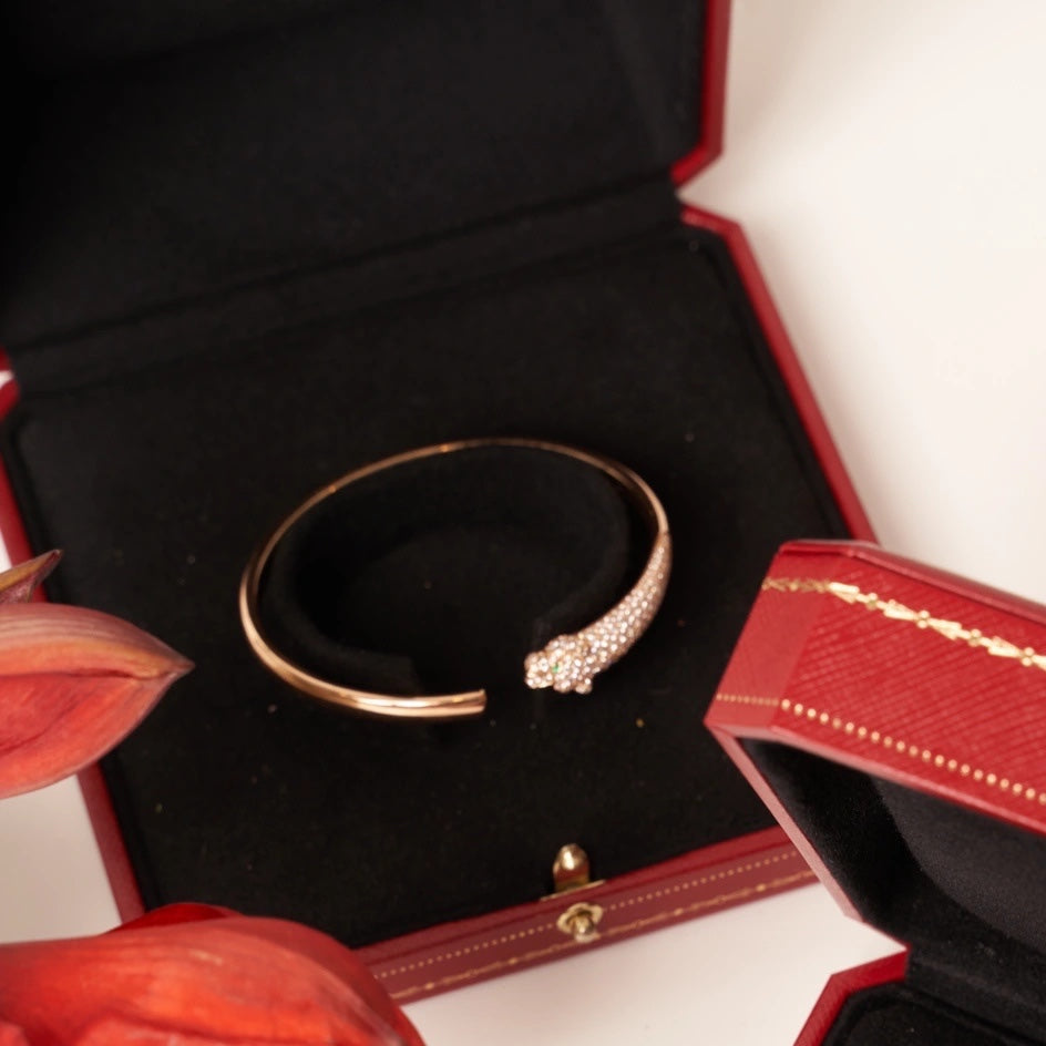 [AURORA] PANTHERE ROSÉGOLD DIAMANT OFFENES ARMBAND