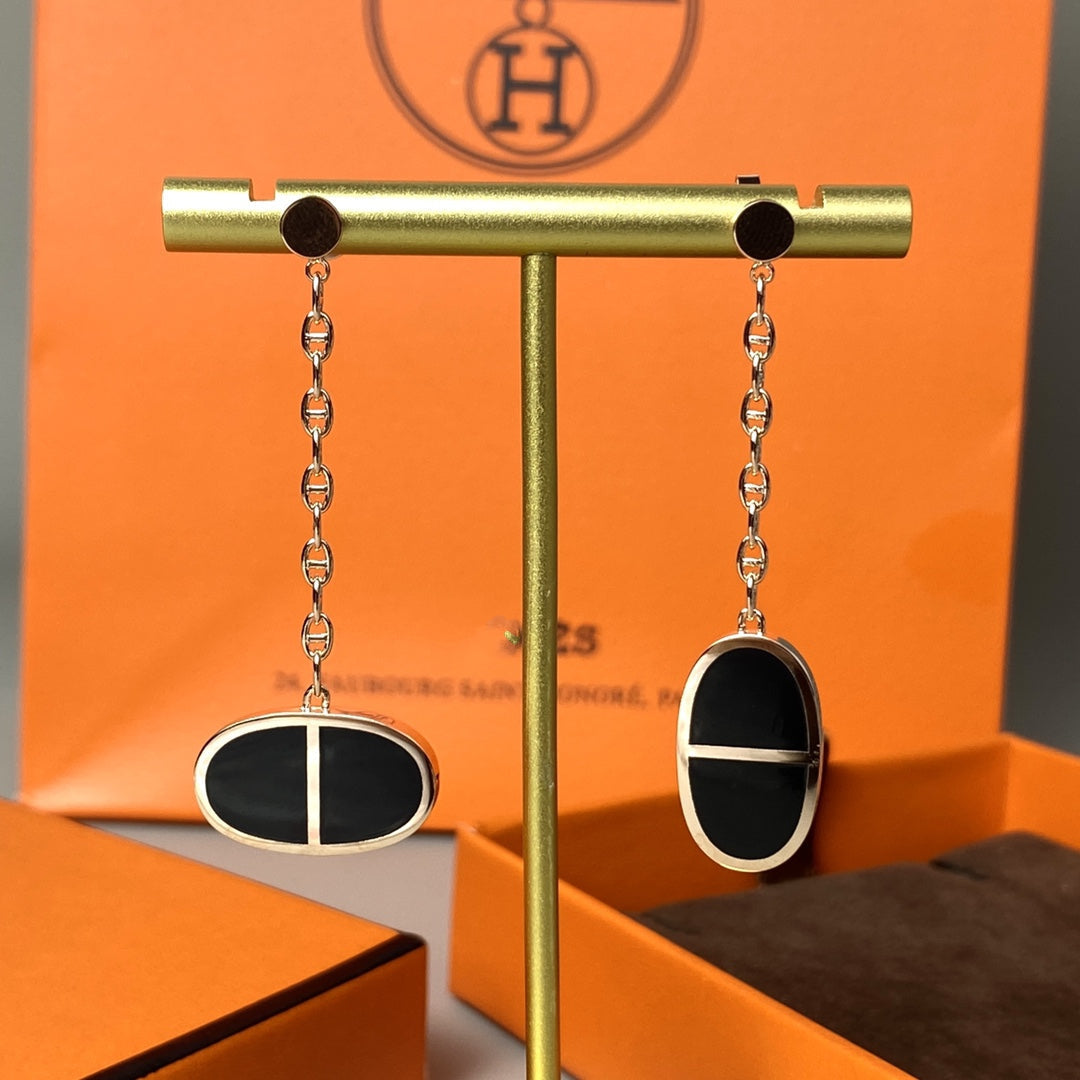 [Aurora]CHAINE VERSO BLACK CERAMIC EARRINGS