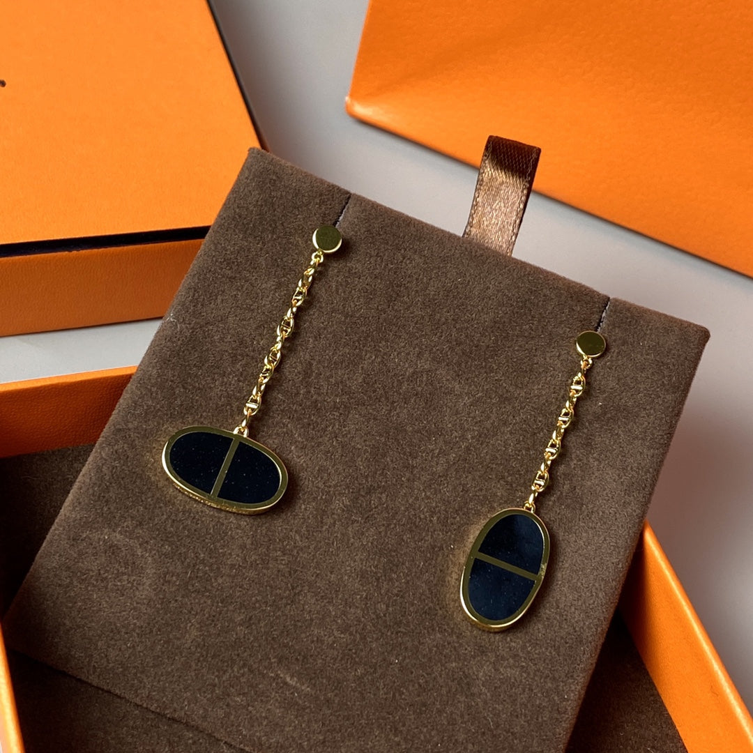 [Aurora]CHAINE VERSO BLACK CERAMIC EARRINGS