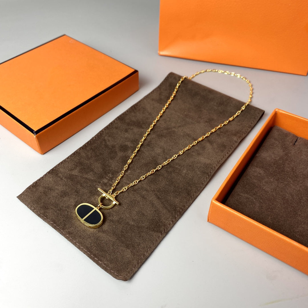 [Aurora]CHAINE VERSO BLACK CERAMIC NECKLACE