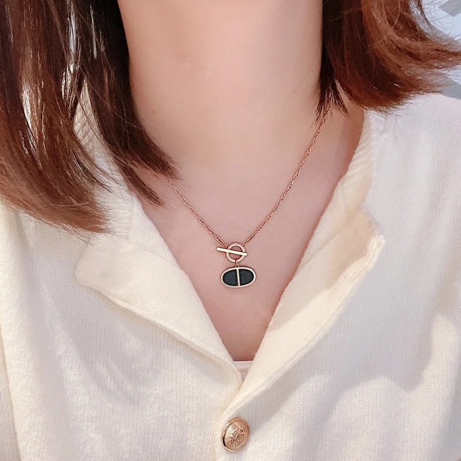 [Aurora]CHAINE VERSO BLACK CERAMIC NECKLACE