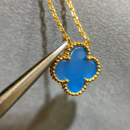 [Aurora]CLOVER 15MM BLUE AGATE NECKLACE