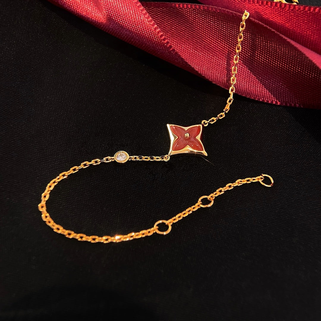 [Aurora]COLOR STAR CARNELIAN PINK GOLD DIAMOND BRACELET