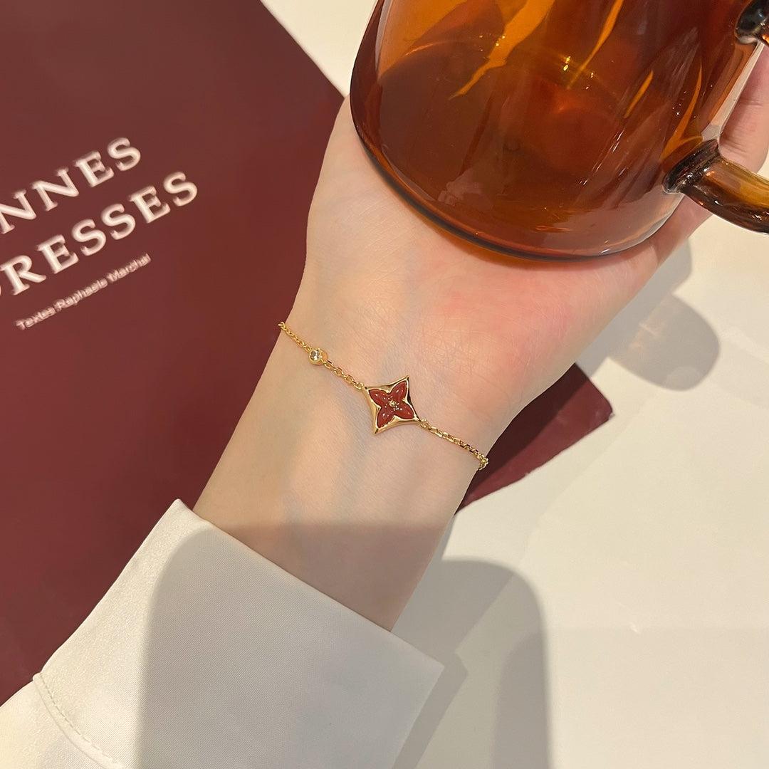 [Aurora]COLOR STAR CARNELIAN PINK GOLD DIAMOND BRACELET