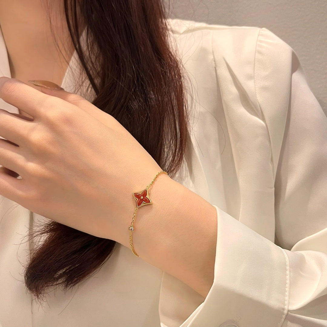 [Aurora]COLOR STAR CARNELIAN PINK GOLD DIAMOND BRACELET