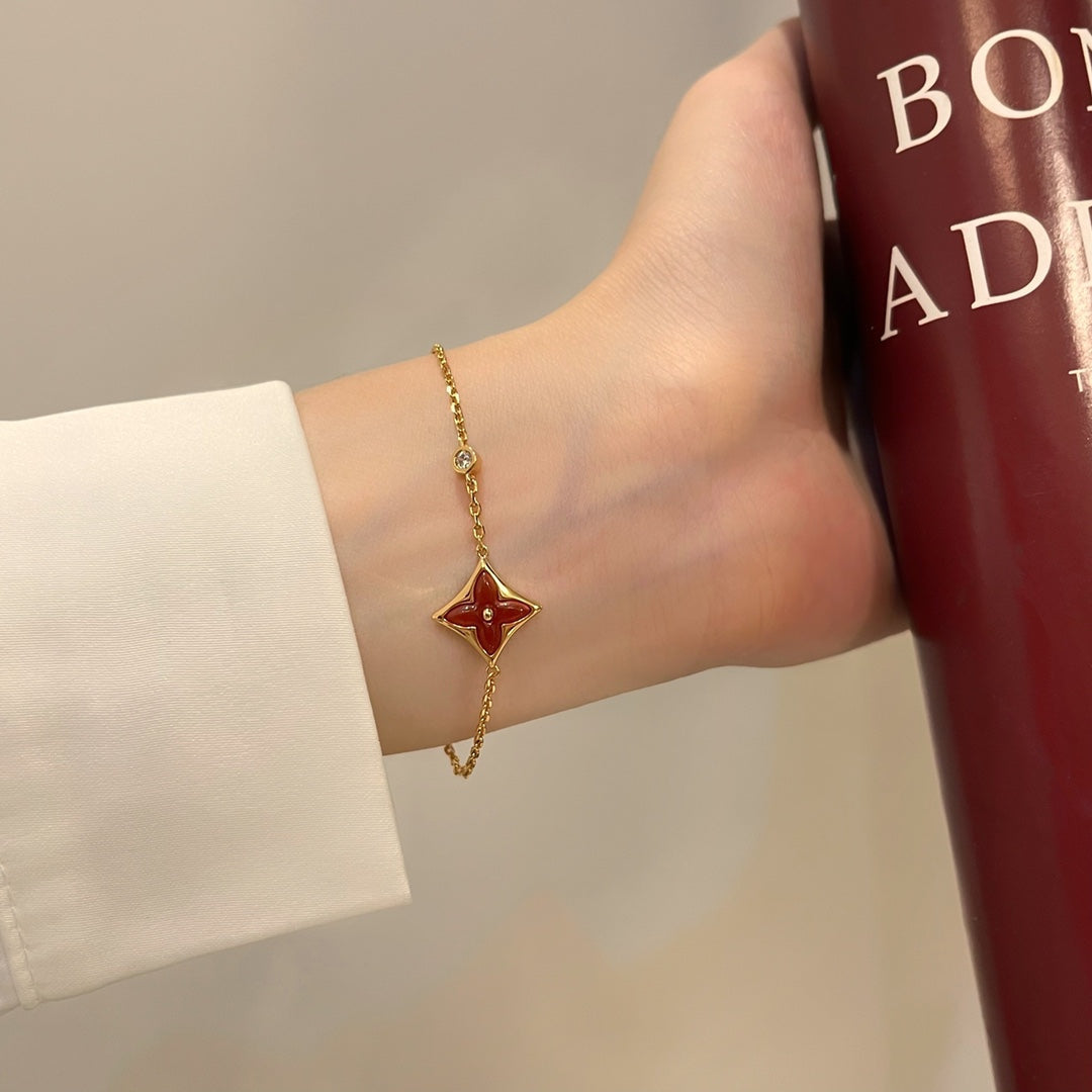 [Aurora]COLOR STAR CARNELIAN PINK GOLD DIAMOND BRACELET